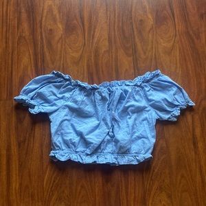 Baby blue off the shoulder crop top